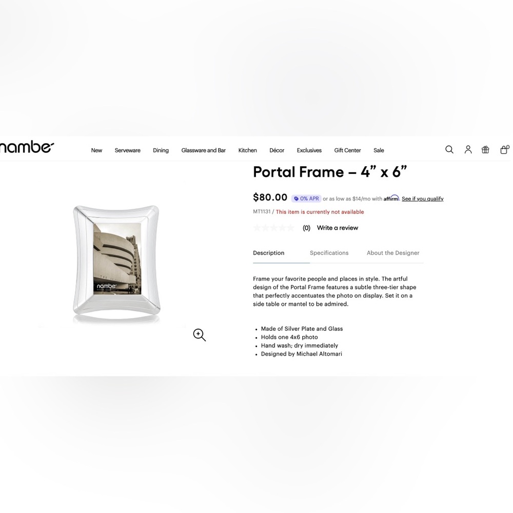 NEW Nambe Portal Frame 4 x 6